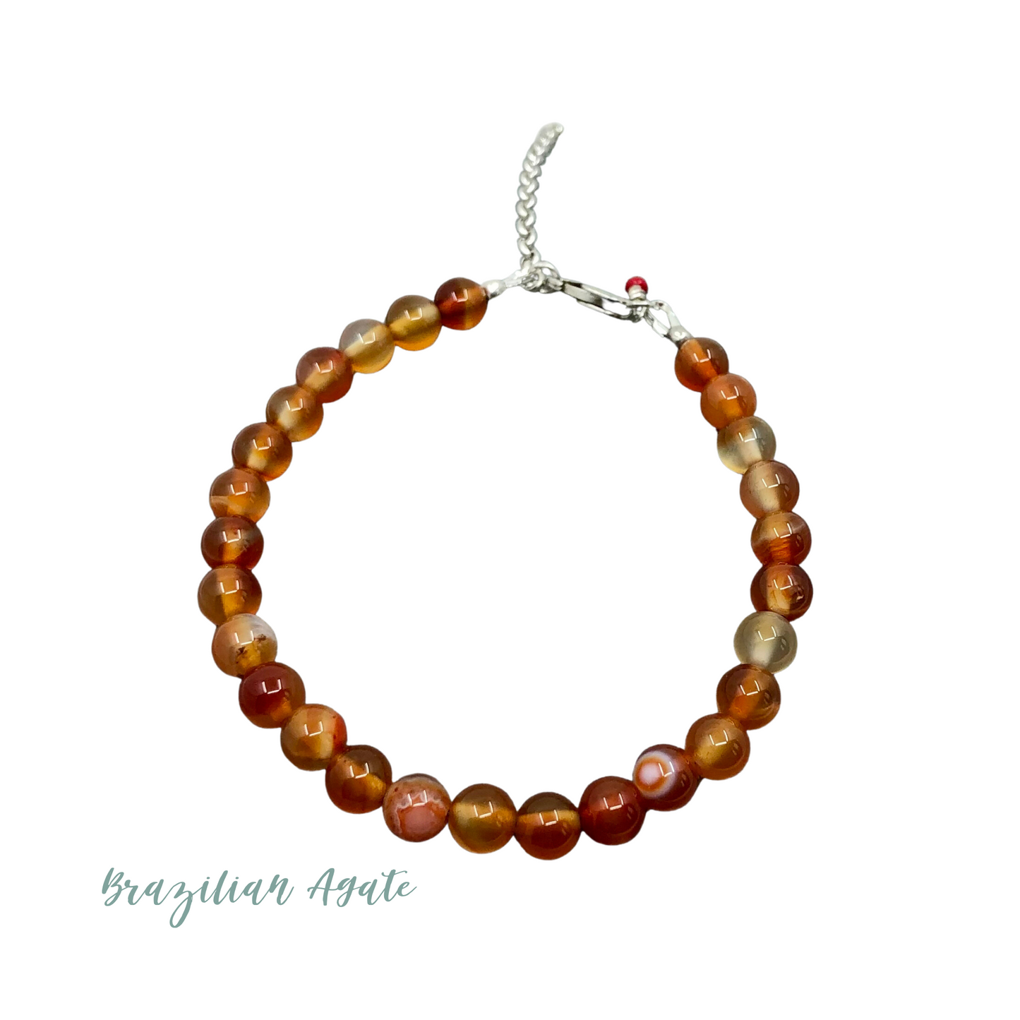 6mm Handcrafted Gemstone Beaded Bracelets with Sterling Silver Clasp