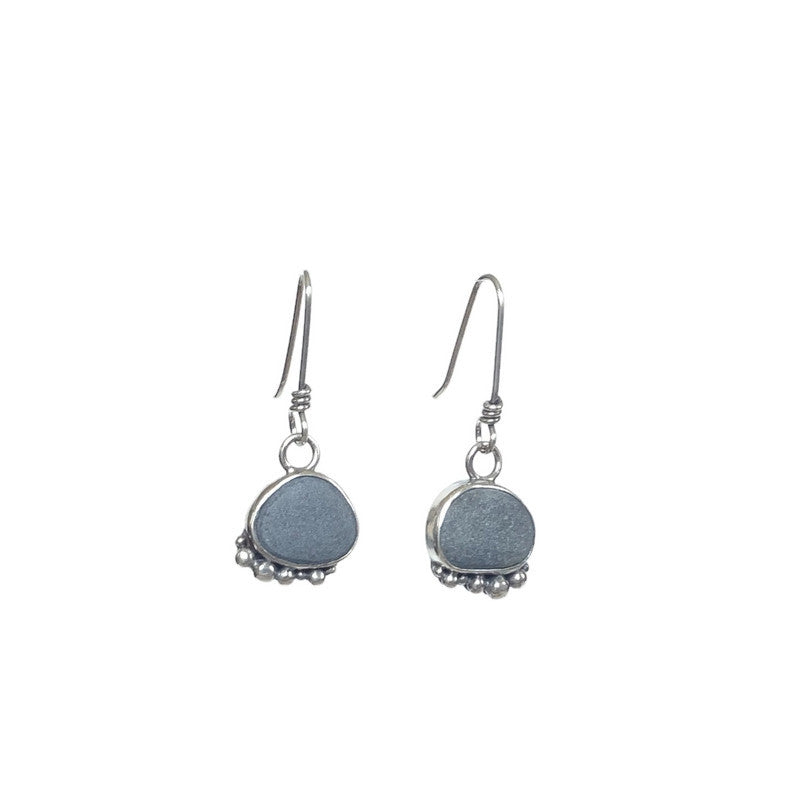 Casual Sterling Silver Beach Stone Earrings, medium