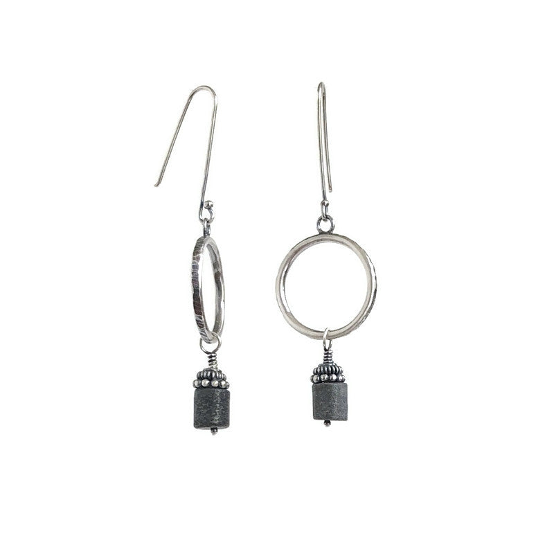 Hoop Earrings with Bali Bead Drop