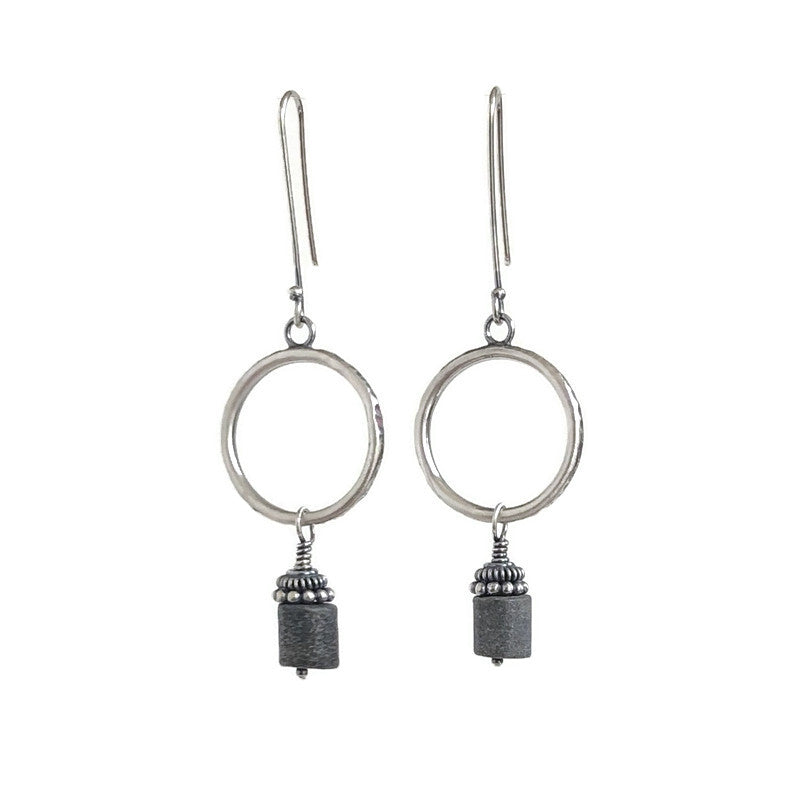 Hoop Earrings with Bali Bead Drop
