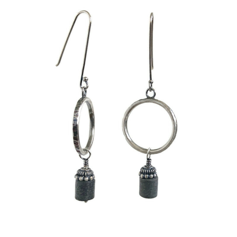 Hoop Earrings with Bali Bead Drop