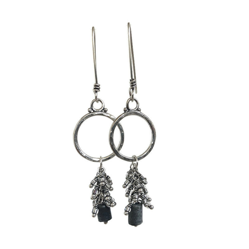 Hoop Earrings With dainty Beaded Drop