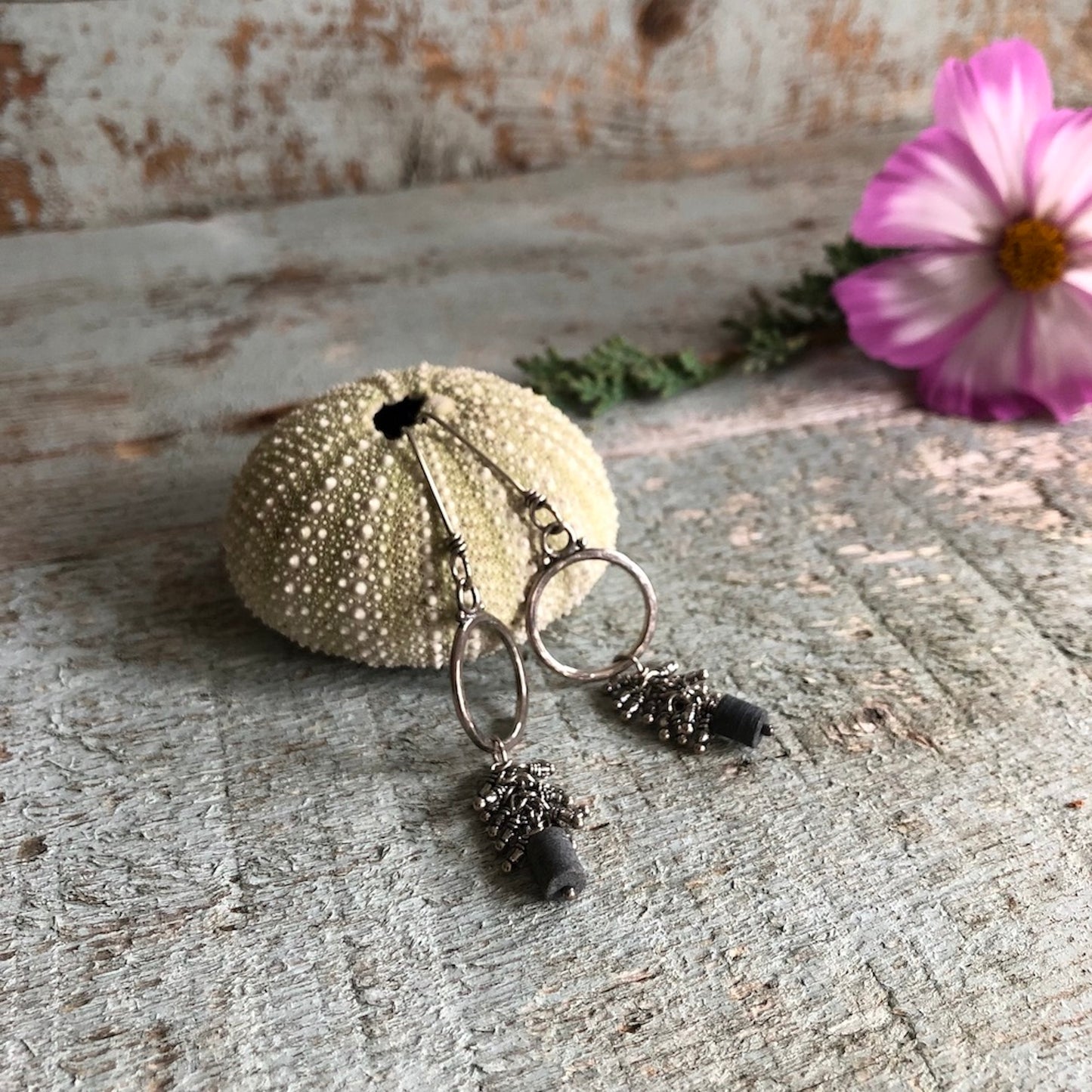 Hoop Earrings With dainty Beaded Drop