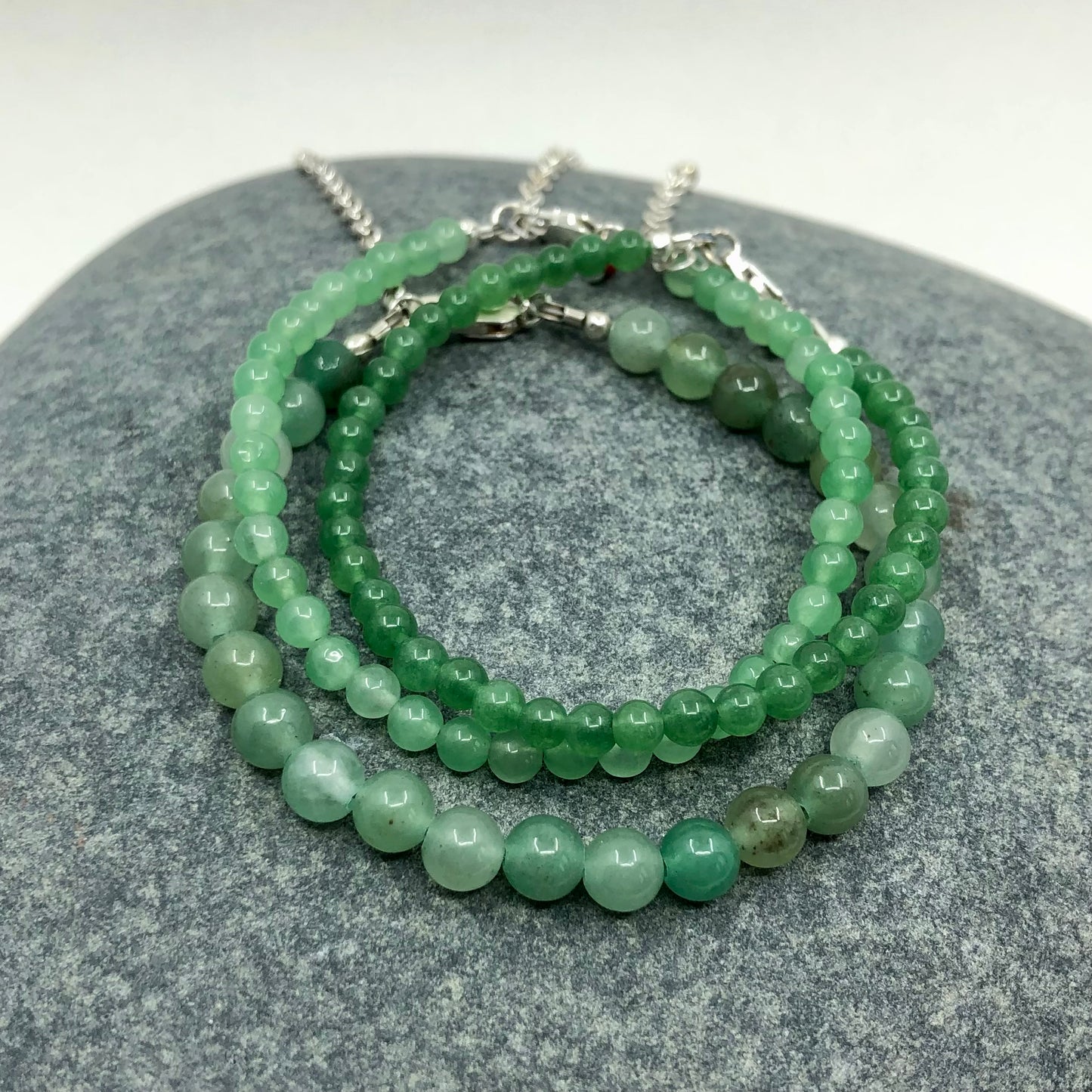 6mm Handcrafted Gemstone Beaded Bracelets with Sterling Silver Clasp