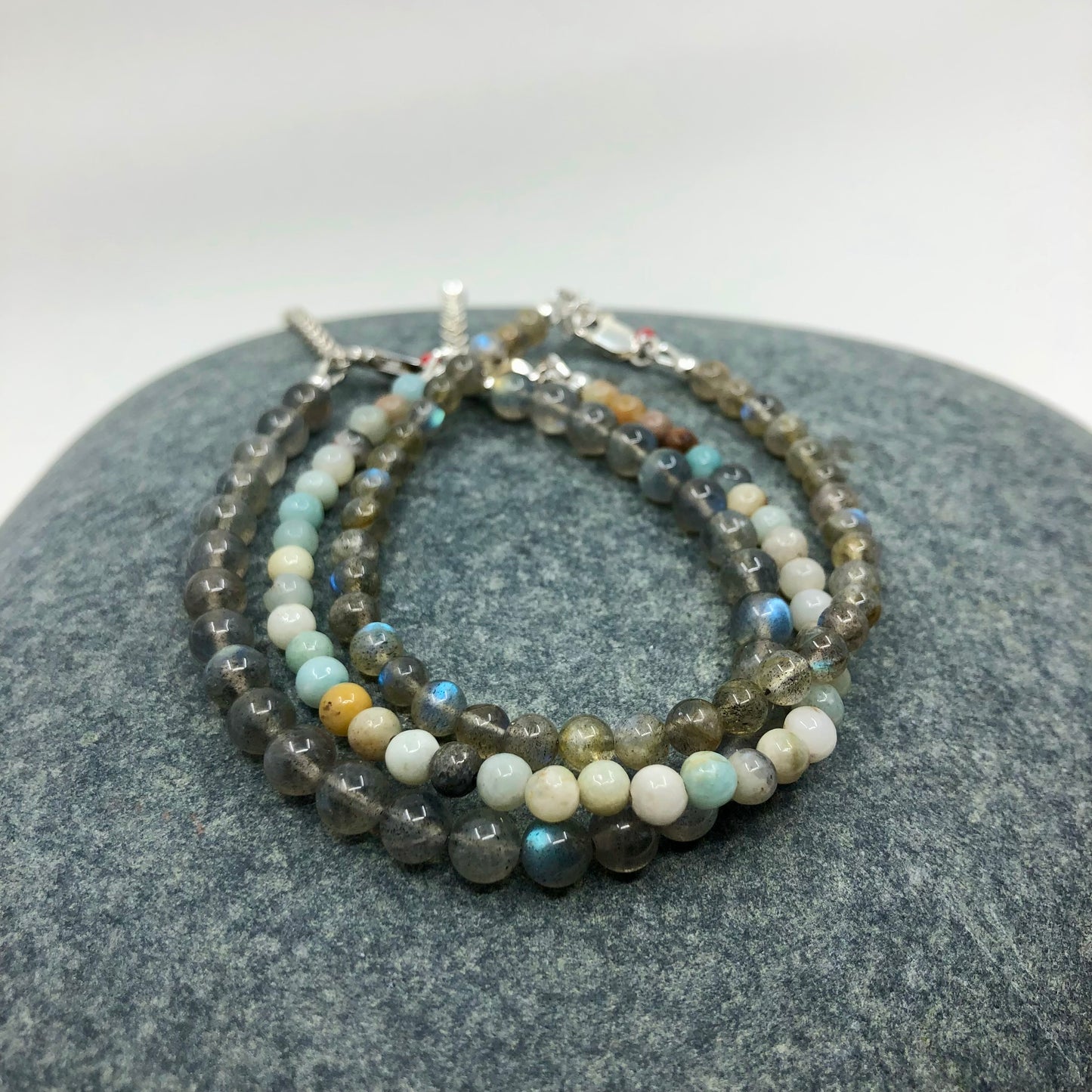 6mm Handcrafted Gemstone Beaded Bracelets with Sterling Silver Clasp