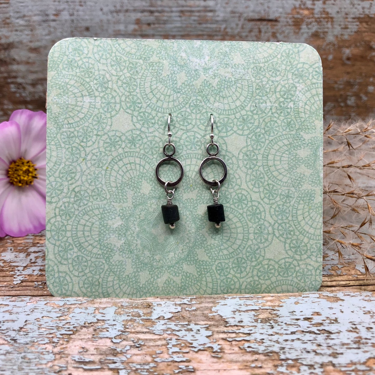 Dainty Loop with Beach Stone Beaded Drop