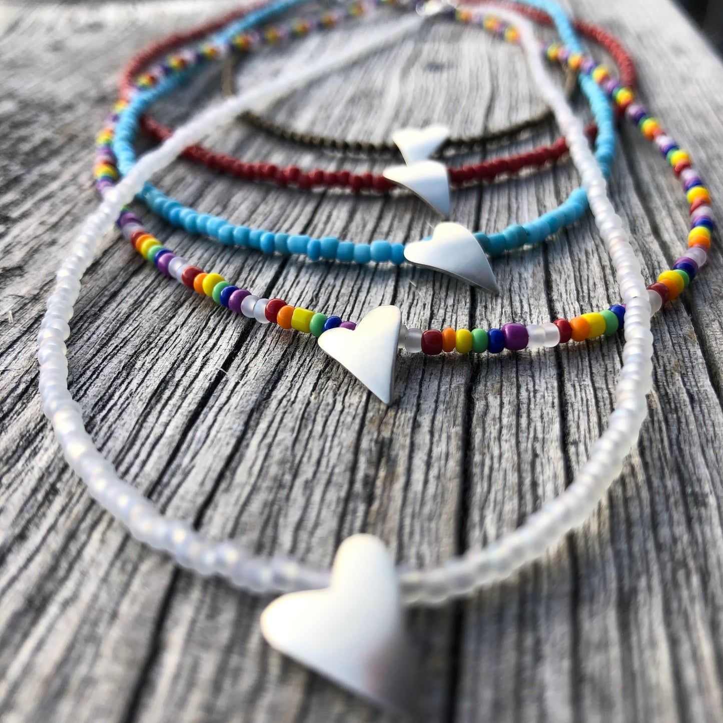 Pride Seed Bead Necklace With Sterling Silver Heart Pendant