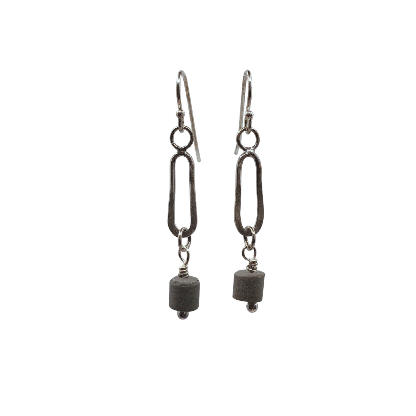 Dainty Oval Dangle with Beach Stone Beaded Drop