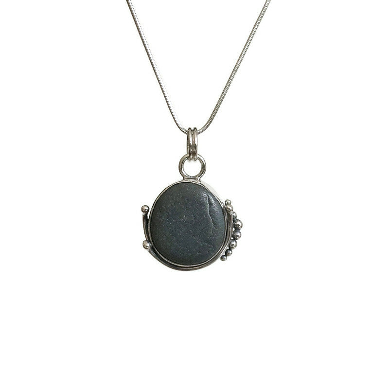 Whimsical Sterling Silver and Beach Stone Pendant II