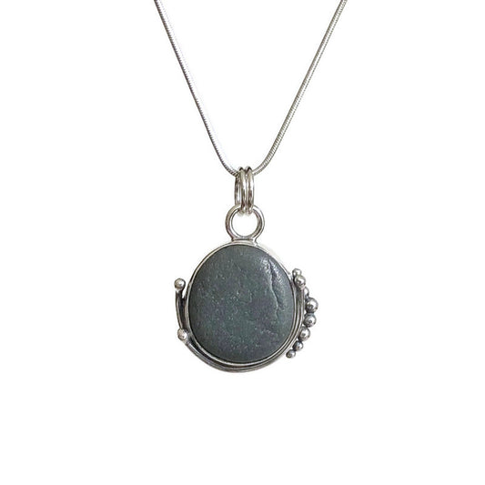 Whimsical Sterling Silver and Beach Stone Pendant II
