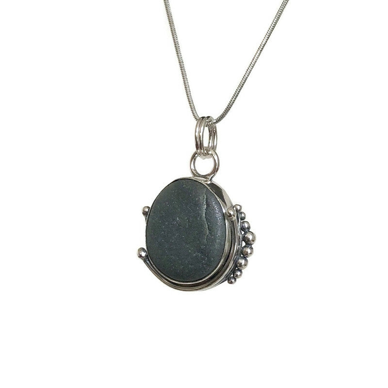 Whimsical Sterling Silver and Beach Stone Pendant II