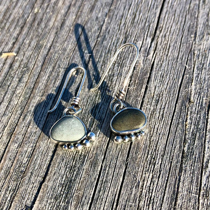 Casual Sterling Silver Beach Stone Earrings, small