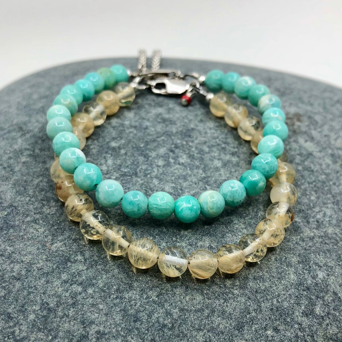 6mm Handcrafted Gemstone Beaded Bracelets with Sterling Silver Clasp