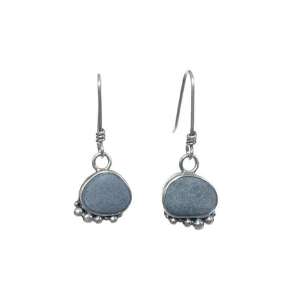 Casual Sterling Silver Beach Stone Earrings, medium