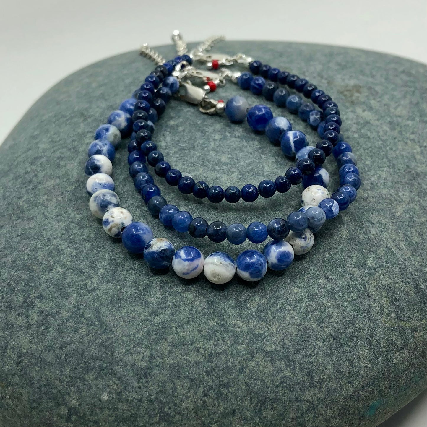 4mm Handcrafted Gemstone Beaded Bracelets with Sterling Silver Clasp