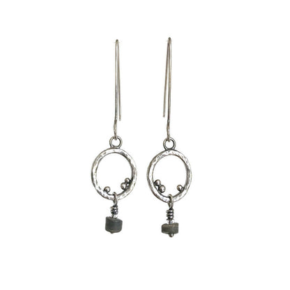 Oval Hoop Earrings with Dainty Beaded Drop