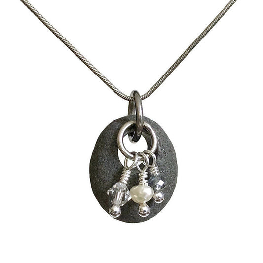 Sterling Silver & Nova Scotia Beach Stone Pendant  (2)